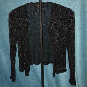 Sheer Sparkly Cardigan Sweater w Diamond Buttons